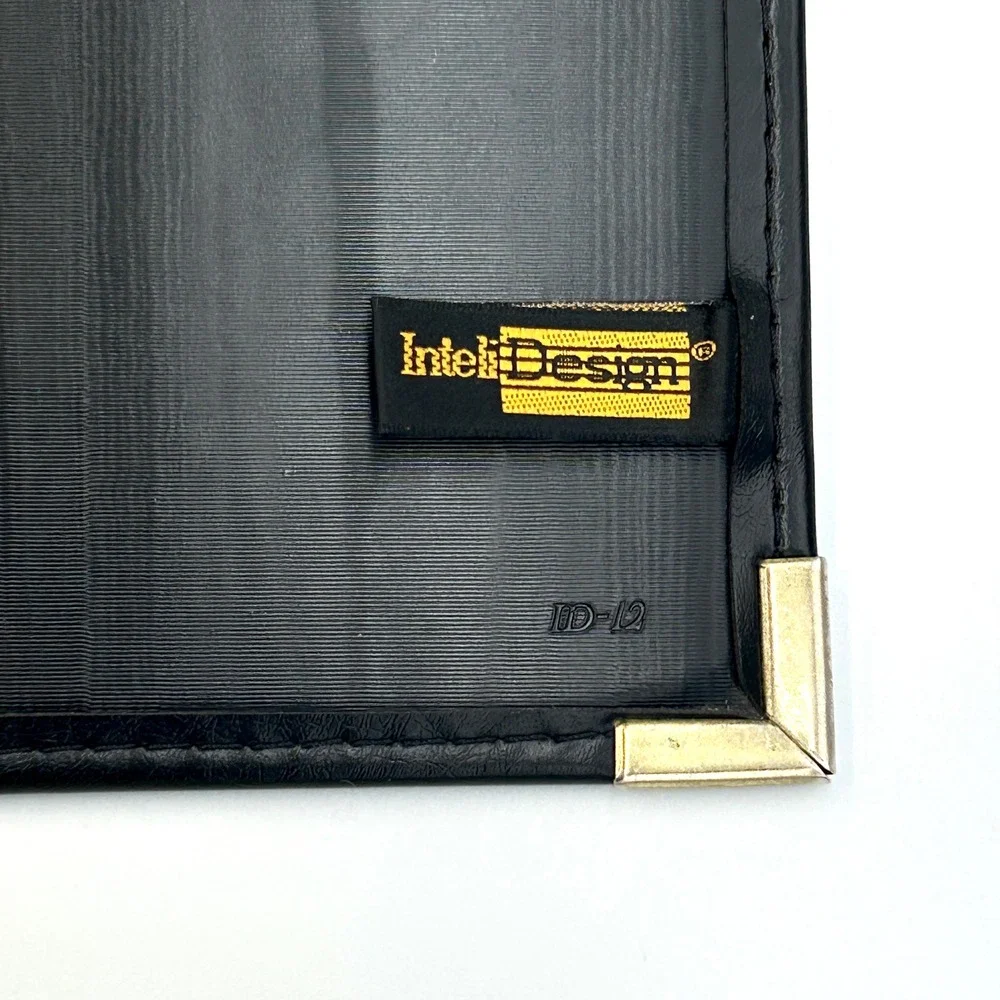 Vintage InteliDesign Portfolio Faux Leather Solar Calculator Padfolio 90s Black